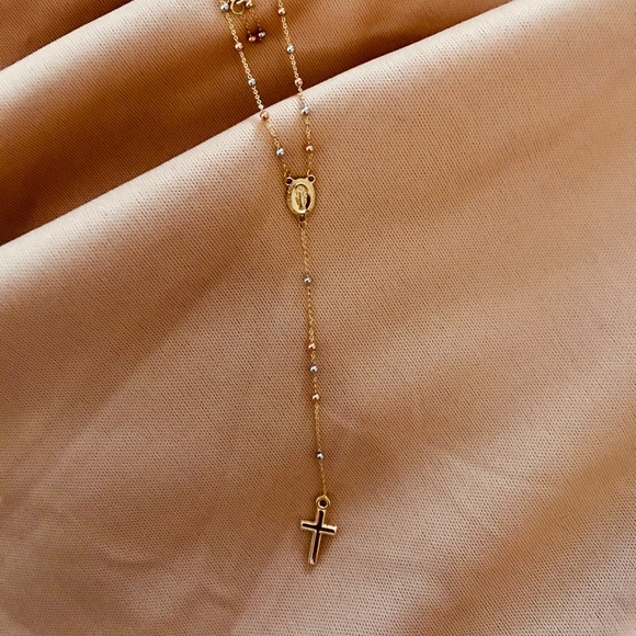 Real 18K Gold Rosary Necklace - Picture 1 of 5
